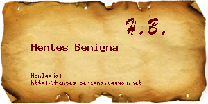 Hentes Benigna névjegykártya